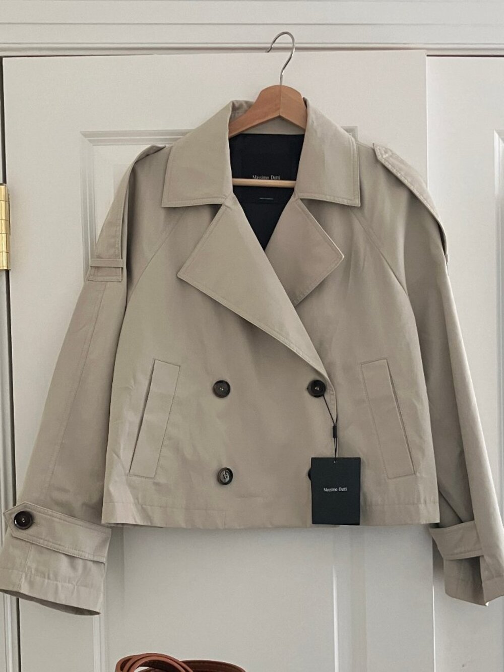 Massimo Dutti NWT Cropped Water-Repellent Cotton Trench Jacket – Beige – L